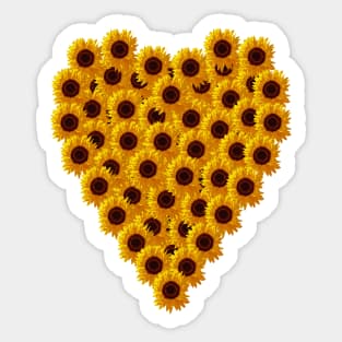 Sunflowers Valentines Day Heart Floral Art Sticker